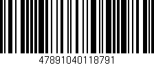 Código de barras (EAN, GTIN, SKU, ISBN): '47891040118791'