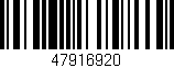 Código de barras (EAN, GTIN, SKU, ISBN): '47916920'