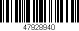 Código de barras (EAN, GTIN, SKU, ISBN): '47928940'