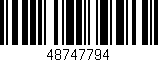 Código de barras (EAN, GTIN, SKU, ISBN): '48747794'