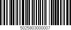 Código de barras (EAN, GTIN, SKU, ISBN): '5025803000007'