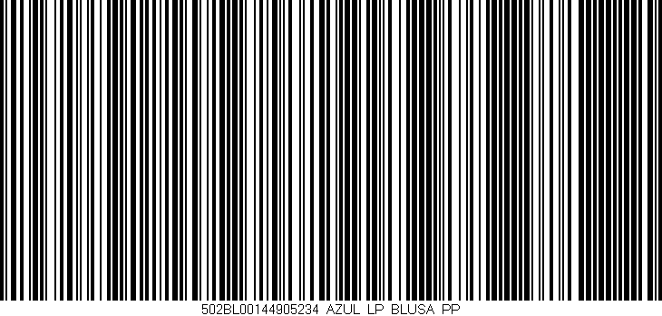 Código de barras (EAN, GTIN, SKU, ISBN): '502BL00144905234_AZUL_LP_BLUSA_PP'
