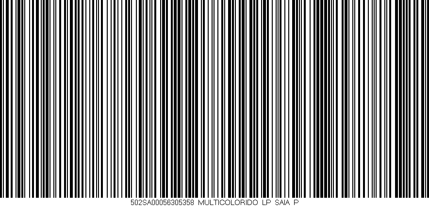 Código de barras (EAN, GTIN, SKU, ISBN): '502SA00056305358_MULTICOLORIDO_LP_SAIA_P'