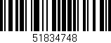 Código de barras (EAN, GTIN, SKU, ISBN): '51834748'