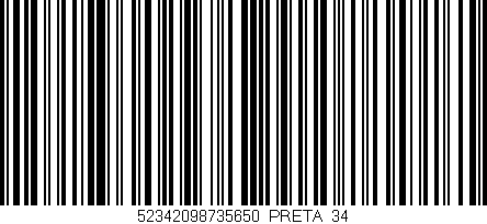 Código de barras (EAN, GTIN, SKU, ISBN): '52342098735650/PRETA_34'
