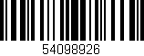 Código de barras (EAN, GTIN, SKU, ISBN): '54098926'