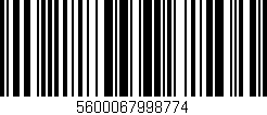 Código de barras (EAN, GTIN, SKU, ISBN): '5600067998774'