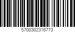 Código de barras (EAN, GTIN, SKU, ISBN): '5700302316773'