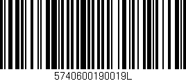 Código de barras (EAN, GTIN, SKU, ISBN): '5740600190019L'