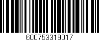 Código de barras (EAN, GTIN, SKU, ISBN): '600753319017'