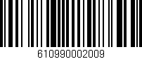 Código de barras (EAN, GTIN, SKU, ISBN): '610990002009'