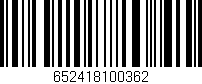 Código de barras (EAN, GTIN, SKU, ISBN): '652418100362'