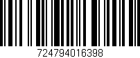 Código de barras (EAN, GTIN, SKU, ISBN): '724794016398'
