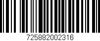 Código de barras (EAN, GTIN, SKU, ISBN): '725882002316'