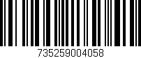 Código de barras (EAN, GTIN, SKU, ISBN): '735259004058'
