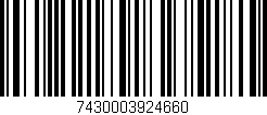 Código de barras (EAN, GTIN, SKU, ISBN): '7430003924660'