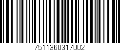 Código de barras (EAN, GTIN, SKU, ISBN): '7511360317002'