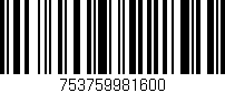 Código de barras (EAN, GTIN, SKU, ISBN): '753759981600'