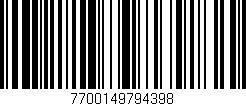 Código de barras (EAN, GTIN, SKU, ISBN): '7700149794398'