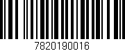 Código de barras (EAN, GTIN, SKU, ISBN): '7820190016'