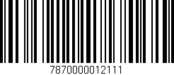 Código de barras (EAN, GTIN, SKU, ISBN): '7870000012111'