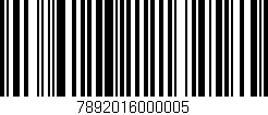 Código de barras (EAN, GTIN, SKU, ISBN): '7892016000005'