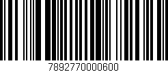 Código de barras (EAN, GTIN, SKU, ISBN): '7892770000600'