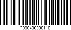 Código de barras (EAN, GTIN, SKU, ISBN): '7898400000118'