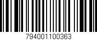 Código de barras (EAN, GTIN, SKU, ISBN): '794001100363'