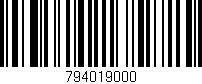 Código de barras (EAN, GTIN, SKU, ISBN): '794019000'