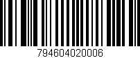 Código de barras (EAN, GTIN, SKU, ISBN): '794604020006'