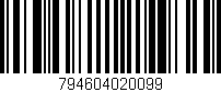 Código de barras (EAN, GTIN, SKU, ISBN): '794604020099'