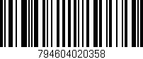 Código de barras (EAN, GTIN, SKU, ISBN): '794604020358'