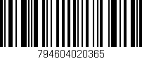 Código de barras (EAN, GTIN, SKU, ISBN): '794604020365'