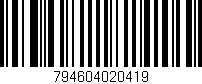 Código de barras (EAN, GTIN, SKU, ISBN): '794604020419'