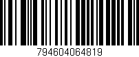 Código de barras (EAN, GTIN, SKU, ISBN): '794604064819'