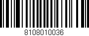 Código de barras (EAN, GTIN, SKU, ISBN): '8108010036'