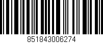 Código de barras (EAN, GTIN, SKU, ISBN): '851843006274'