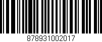 Código de barras (EAN, GTIN, SKU, ISBN): '878931002017'