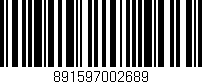 Código de barras (EAN, GTIN, SKU, ISBN): '891597002689'