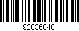 Código de barras (EAN, GTIN, SKU, ISBN): '92036040'