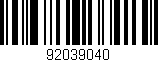 Código de barras (EAN, GTIN, SKU, ISBN): '92039040'