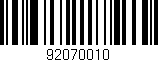 Código de barras (EAN, GTIN, SKU, ISBN): '92070010'