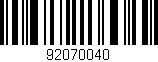 Código de barras (EAN, GTIN, SKU, ISBN): '92070040'
