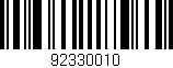 Código de barras (EAN, GTIN, SKU, ISBN): '92330010'