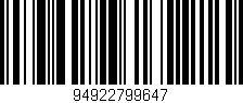 Código de barras (EAN, GTIN, SKU, ISBN): '94922799647'