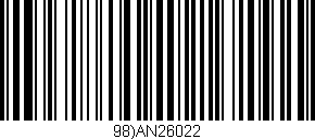 Código de barras (EAN, GTIN, SKU, ISBN): '98)AN26022'
