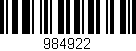Código de barras (EAN, GTIN, SKU, ISBN): '984922'