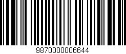 Código de barras (EAN, GTIN, SKU, ISBN): '9870000006644'