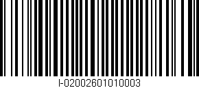 Código de barras (EAN, GTIN, SKU, ISBN): 'I-02002601010003'